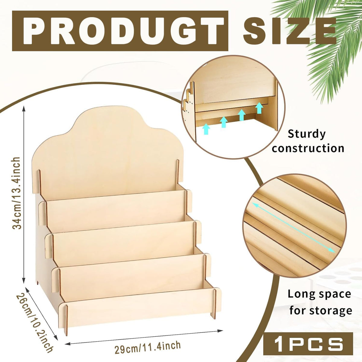 Greeting Card Display Stands 4Tier Durable Wooden Stickers Display Risers Multipurpose Portable Blank Retail Display Shelves Card Display Rack for Greeting Card Photos Postcard Literature (1)