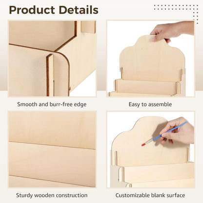 Greeting Card Display Stands 4Tier Durable Wooden Stickers Display Risers Multipurpose Portable Blank Retail Display Shelves Card Display Rack for Greeting Card Photos Postcard Literature (1)