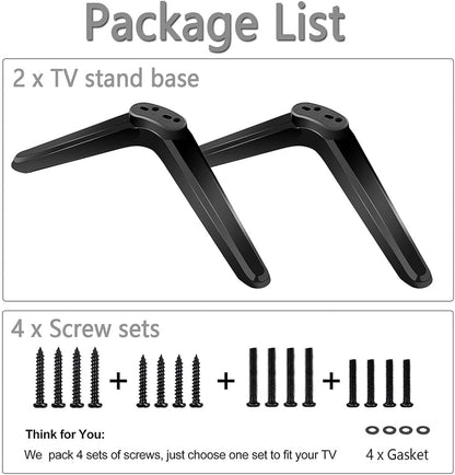 TV Base Stand, TV Legs for TCL Roku TV Stand Legs, ABS TV Legs with Screws and Instruction, TV Stand Legs Replacement for Most Smart TV(Black)