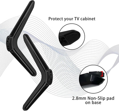 TV Base Stand, TV Legs for TCL Roku TV Stand Legs, ABS TV Legs with Screws and Instruction, TV Stand Legs Replacement for Most Smart TV(Black)