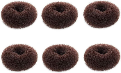 Extra Small Bun Makers for Kids, 6 PCS Chignon Donut Sock Forms for Girls, Mini Doughnut Shapers for Short and Thin Hair (2 Inch, Dark Brown)