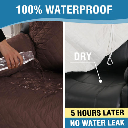 100% Waterproof Power Lift Recliner Chair Cover Non Slip Electric Covers for with Pocket Large Covers, Brown -
