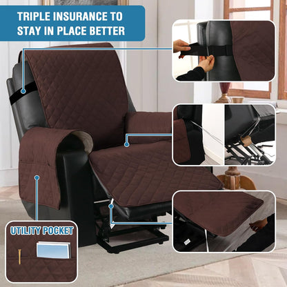 100% Waterproof Power Lift Recliner Chair Cover Non Slip Electric Covers for with Pocket Large Covers, Brown -