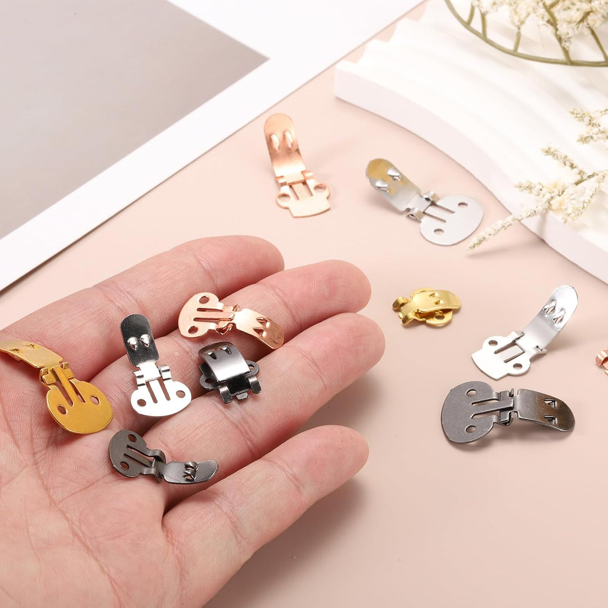 19mm x 31mm Shoe Clips, 10 Pcs Flat Blank Clips Supplies Embellishments for DIY Crafts Decoration Project Shoes Gold