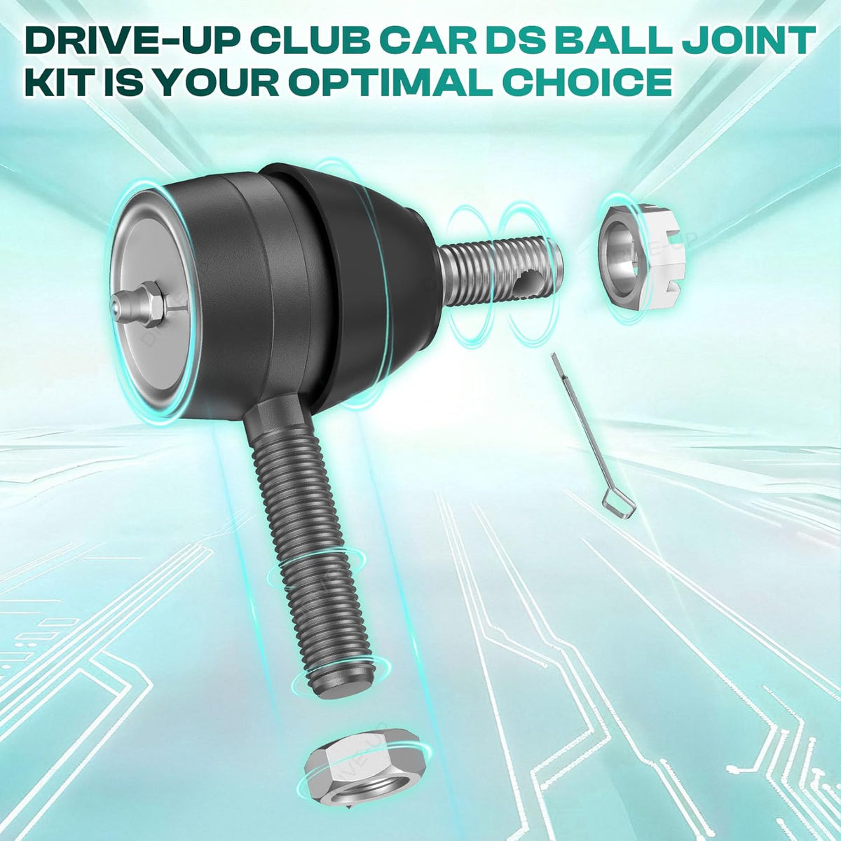 Ball Joint Kit,Set of (3) Tie Rod End with grease fitting Fits for Club Car DS Golf Carts (1976-2008) -