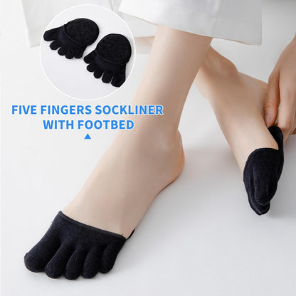 2Pairs Toe Topper Half Socks - Ball of Foot Cushions, Forefoot Pads for Women No Show Black/Beige-closetoe