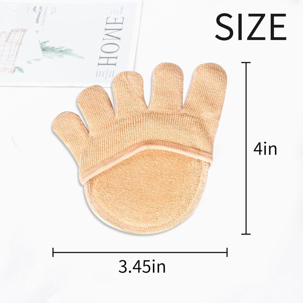 2Pairs Toe Topper Half Socks - Ball of Foot Cushions, Forefoot Pads for Women No Show Black/Beige-closetoe