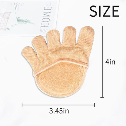 2Pairs Toe Topper Half Socks - Ball of Foot Cushions, Forefoot Pads for Women No Show Black/Beige-closetoe