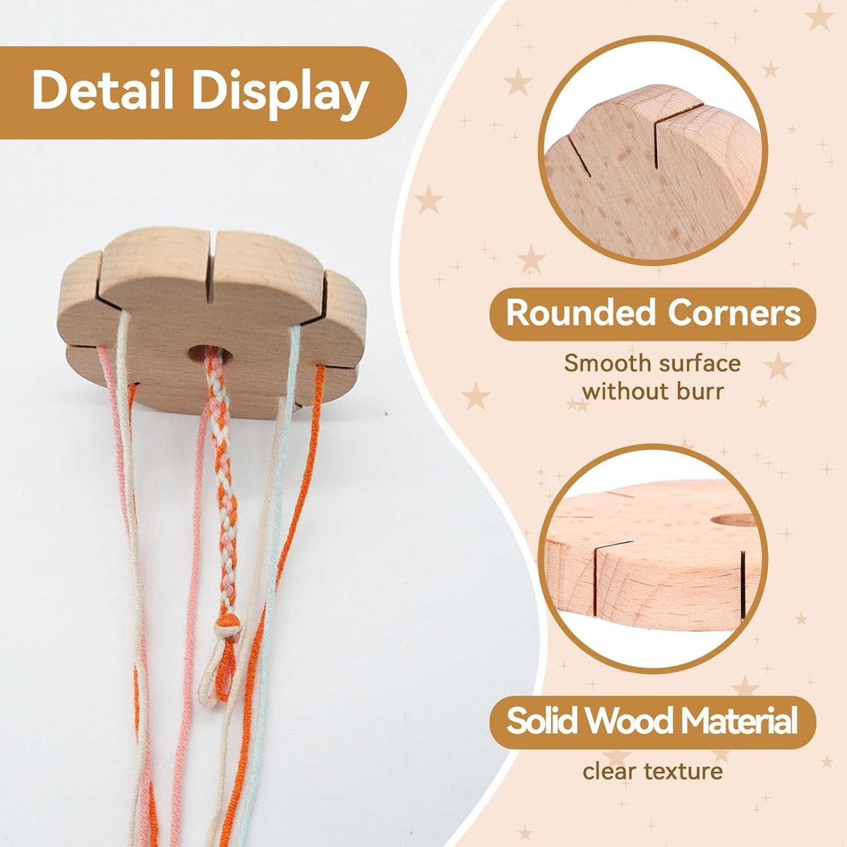 Kumihimo Disk 8 Slots, Wooden Round Wood Braiding Plate Hand Rope Beading Cord Disc DIY Bracelet Loom Weaving Board