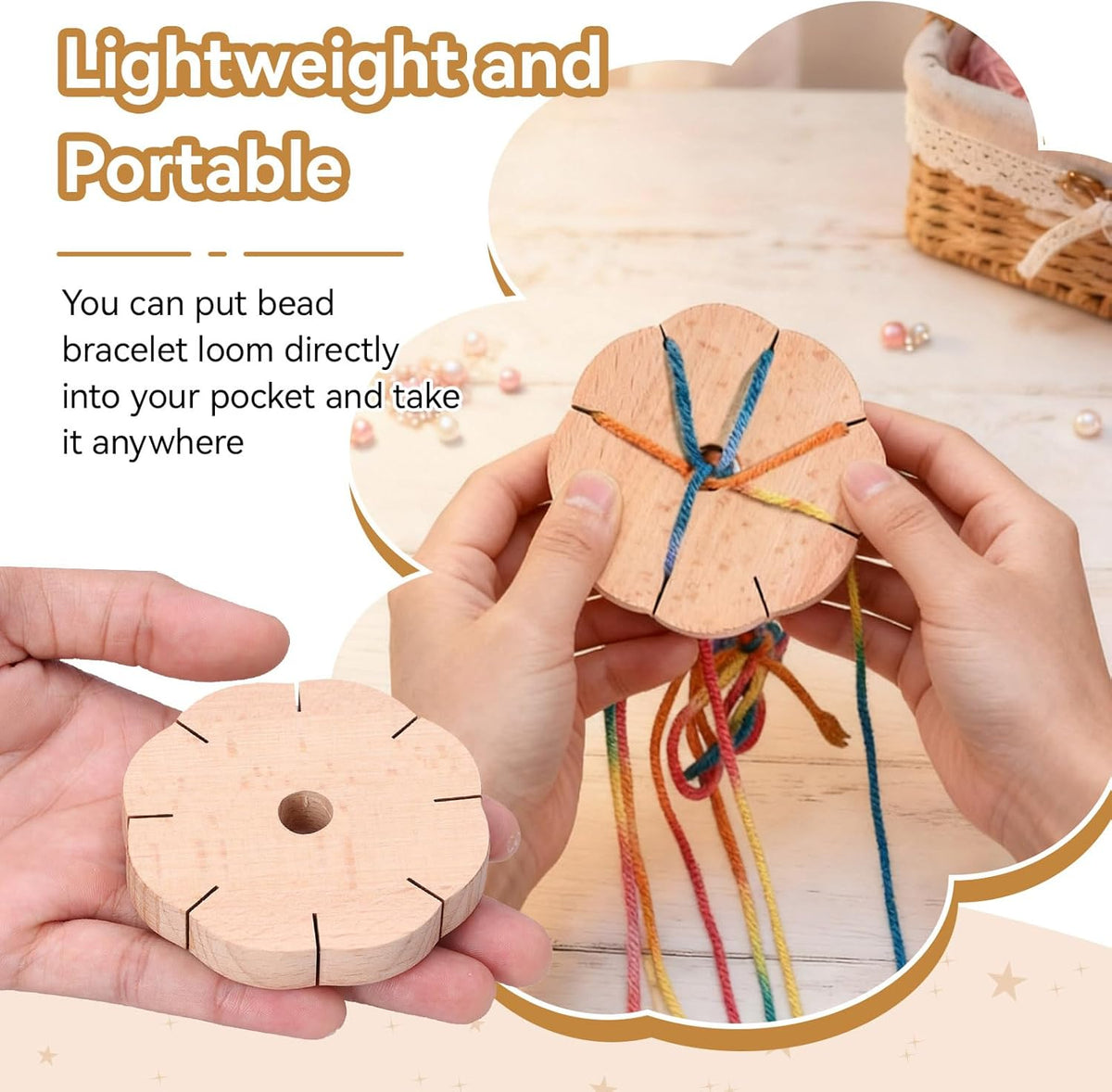 Kumihimo Disk 8 Slots, Wooden Round Wood Braiding Plate Hand Rope Beading Cord Disc DIY Bracelet Loom Weaving Board