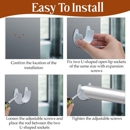 Biaungdo 1-1/4 Inch Stainless Steel Closet Rod End Supports, 2 Pcs White Heavy Duty Wardrobe Rod Brackets Closet Pole Sockets Flange Rod Holder, U-Shaped