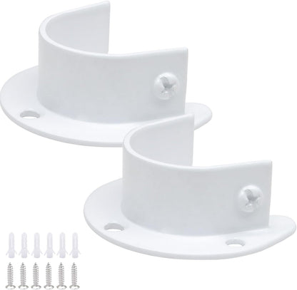 Biaungdo 1-1/4 Inch Stainless Steel Closet Rod End Supports, 2 Pcs White Heavy Duty Wardrobe Rod Brackets Closet Pole Sockets Flange Rod Holder, U-Shaped