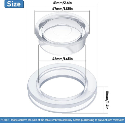 2 Inch Patio Table Umbrella Hole Ring with Cap Set Silicone Transparent Umbrella Thicker Hole Ring Plug and Cap Set or Outdoor Patio Garden Beach Table Umbrella Plug (Clear,1 Set)