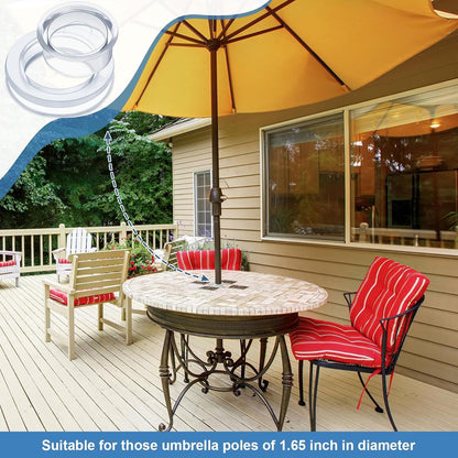 2 Inch Patio Table Umbrella Hole Ring with Cap Set Silicone Transparent Umbrella Thicker Hole Ring Plug and Cap Set or Outdoor Patio Garden Beach Table Umbrella Plug (Clear,1 Set)