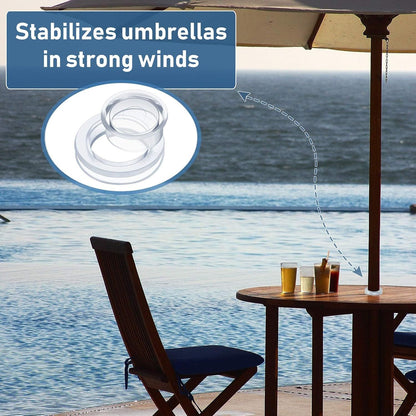 2 Inch Patio Table Umbrella Hole Ring with Cap Set Silicone Transparent Umbrella Thicker Hole Ring Plug and Cap Set or Outdoor Patio Garden Beach Table Umbrella Plug (Clear,1 Set)
