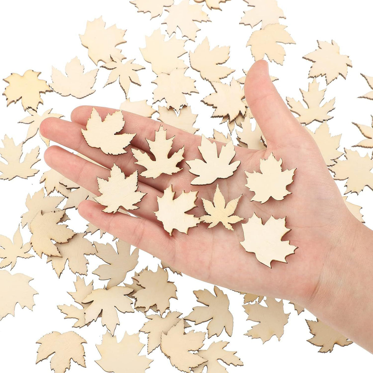 80 Pieces Thanksgiving Wooden Maple Lea Cutout Uninished Blank Wooden Slice Maple Lea Shaped Wood Pieces 1.2 Inch Mini Ornament or Thanksgiving Party all Autumn DIY Decoration