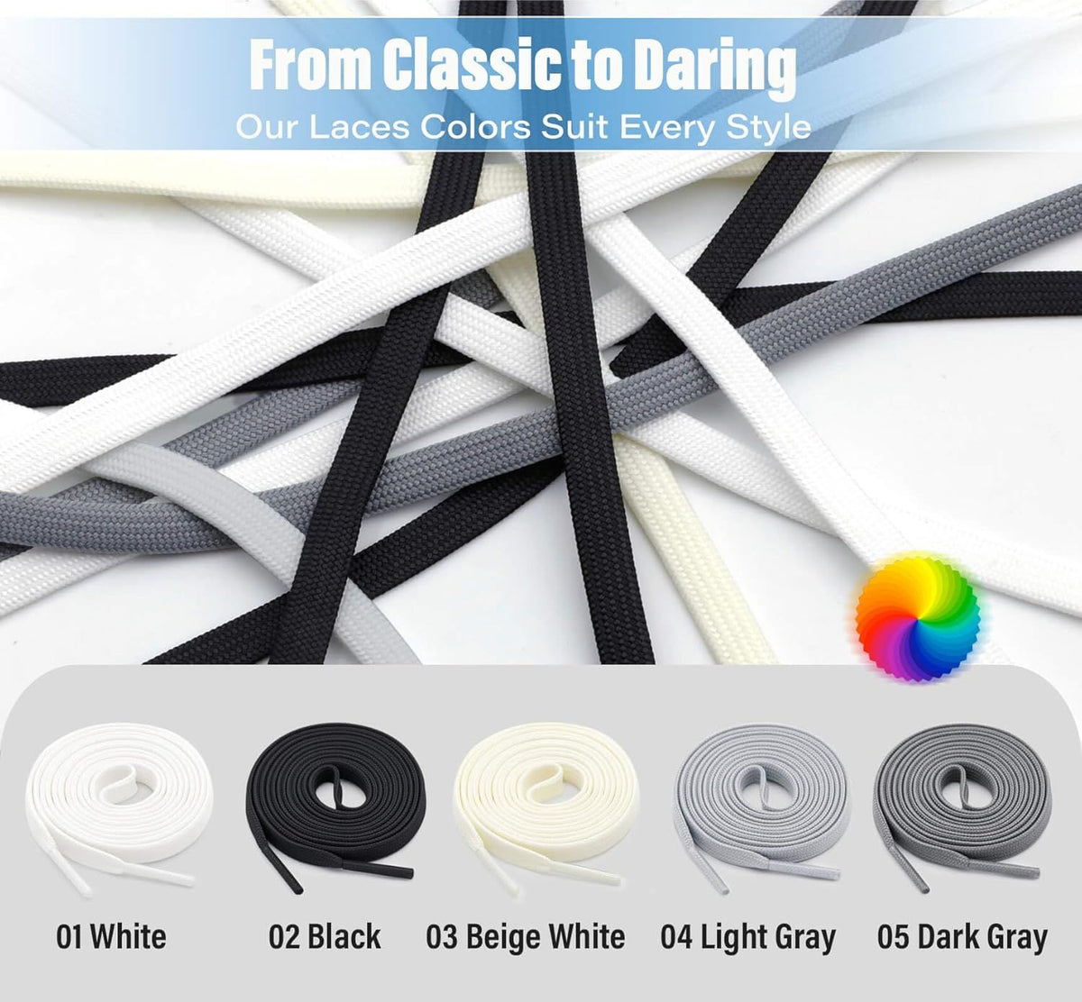 Thin lat Shoe Laces: Athletic Hollow Solid Color Shoelaces or Sneakers 1 Pair