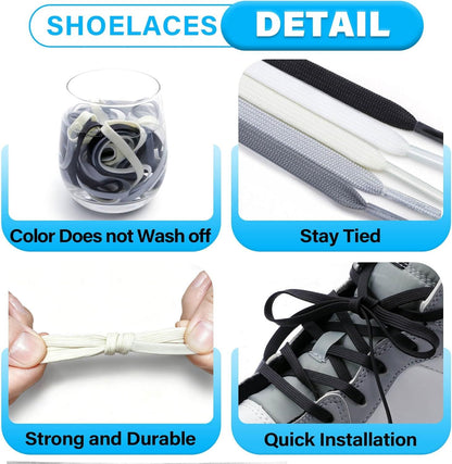 Thin lat Shoe Laces: Athletic Hollow Solid Color Shoelaces or Sneakers 1 Pair