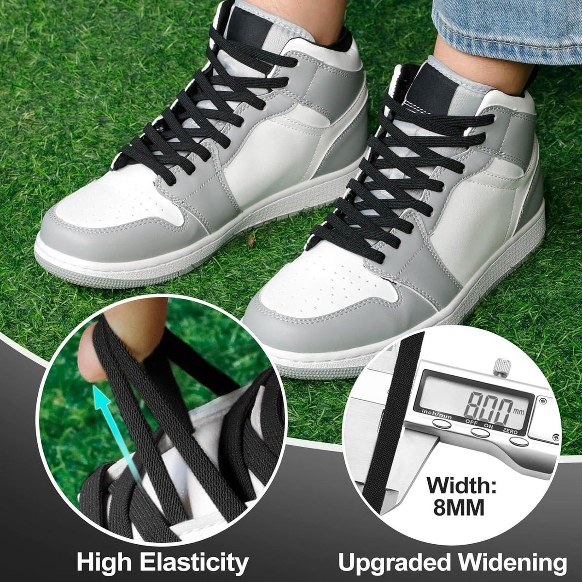 lat Elastic Shoe Laces: Stretch Shoelaces or Sneakers 2 Pair