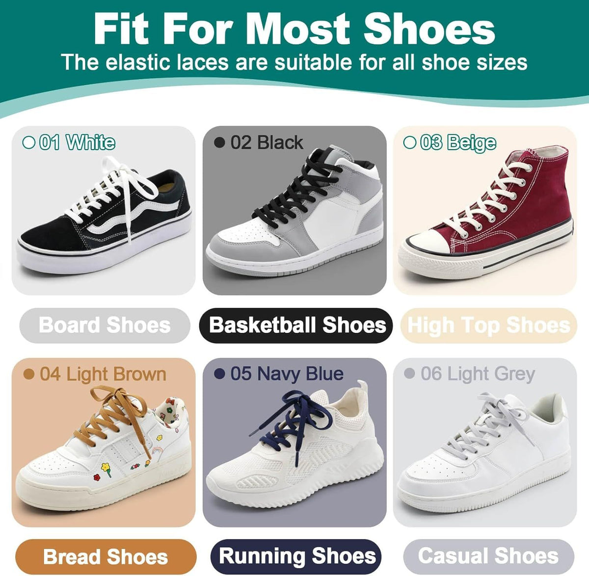 lat Elastic Shoe Laces: Stretch Shoelaces or Sneakers 2 Pair