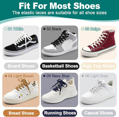 lat Elastic Shoe Laces: Stretch Shoelaces or Sneakers 2 Pair