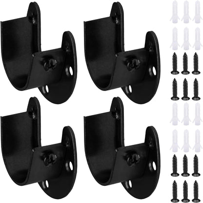 Biaungdo 1-1/4 Inch Stainless Steel Closet Rod End Supports, 4 Pcs Black Heavy Duty Wardrobe Rod Brackets Closet Pole Sockets Flange Rod Holder, U-Shaped