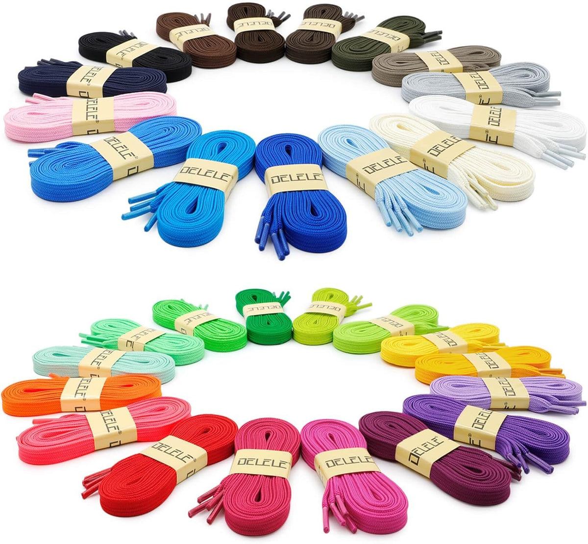 Solid lat Shoe Laces: Hollow Thick Shoelaces or Sneakers 2 Pair