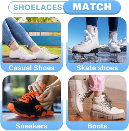 Solid lat Shoe Laces: Hollow Thick Shoelaces or Sneakers 2 Pair