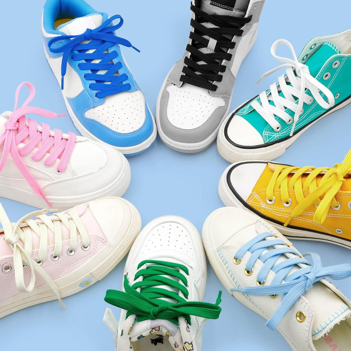 Solid lat Shoe Laces: Hollow Thick Shoelaces or Sneakers 2 Pair