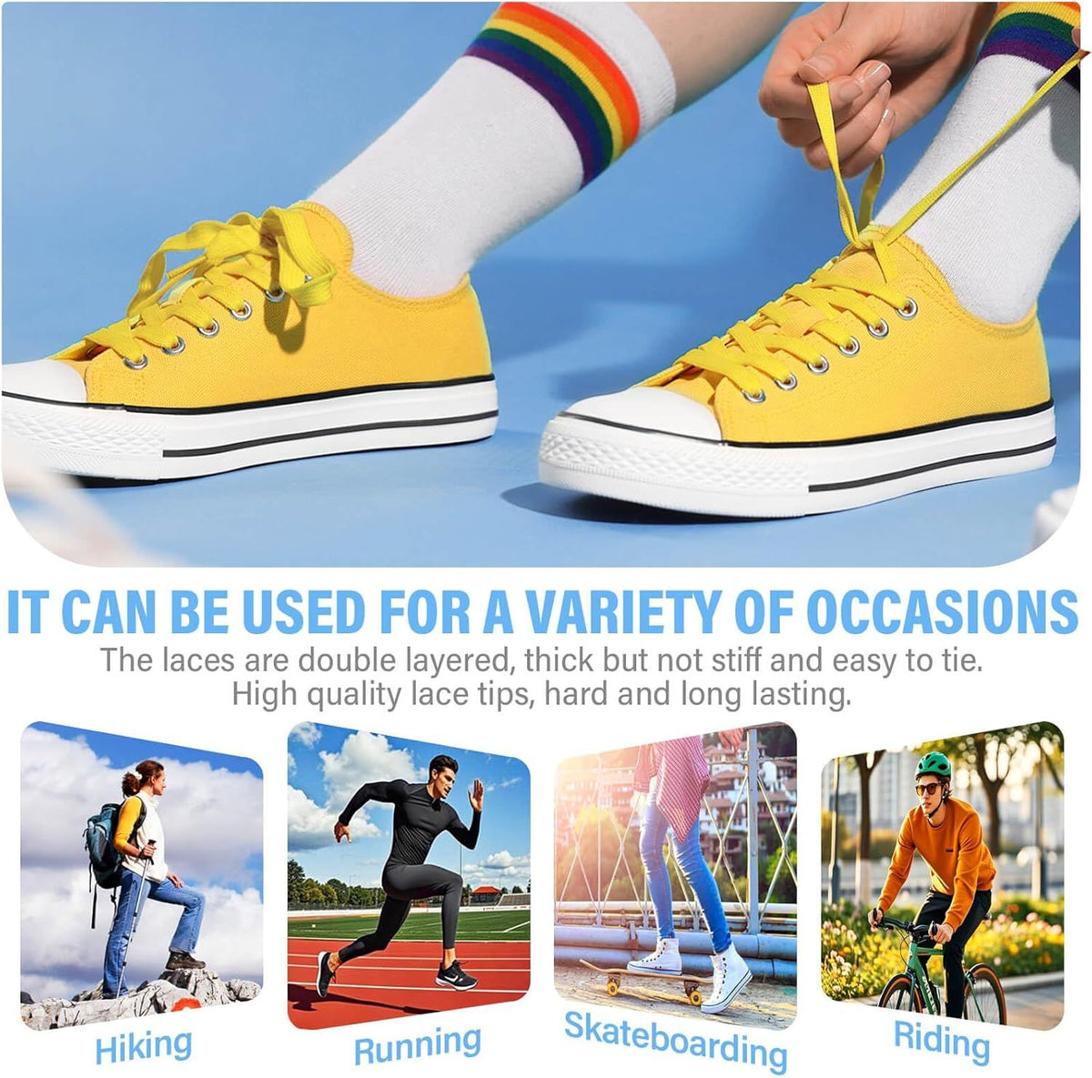 Solid lat Shoe Laces: Hollow Thick Shoelaces or Sneakers 2 Pair