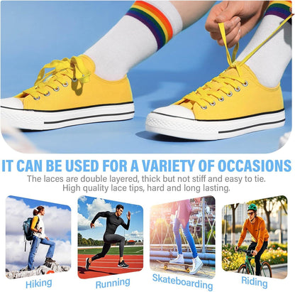 Solid lat Shoe Laces: Hollow Thick Shoelaces or Sneakers 2 Pair