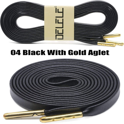 lat PU Leather Laces: Waterproo Shoelaces or Sneakers Boot 2 Pair