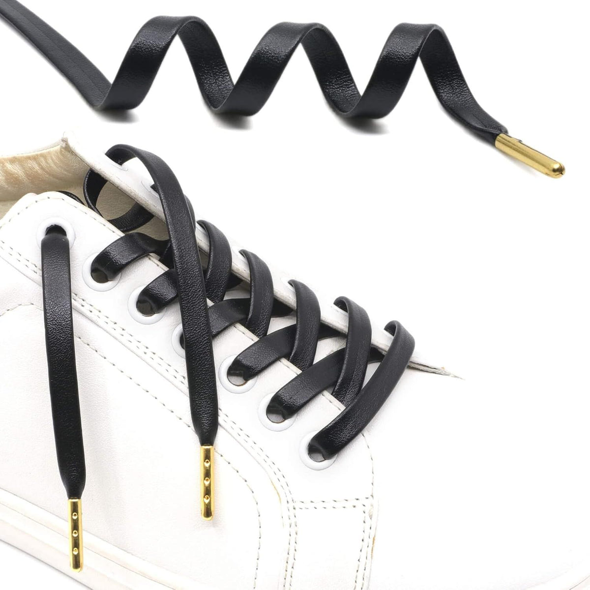 lat PU Leather Laces: Waterproo Shoelaces or Sneakers Boot 2 Pair