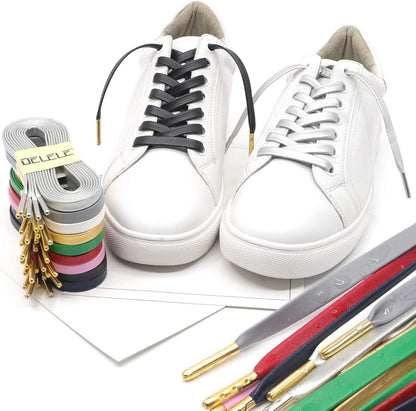 lat PU Leather Laces: Waterproo Shoelaces or Sneakers Boot 2 Pair