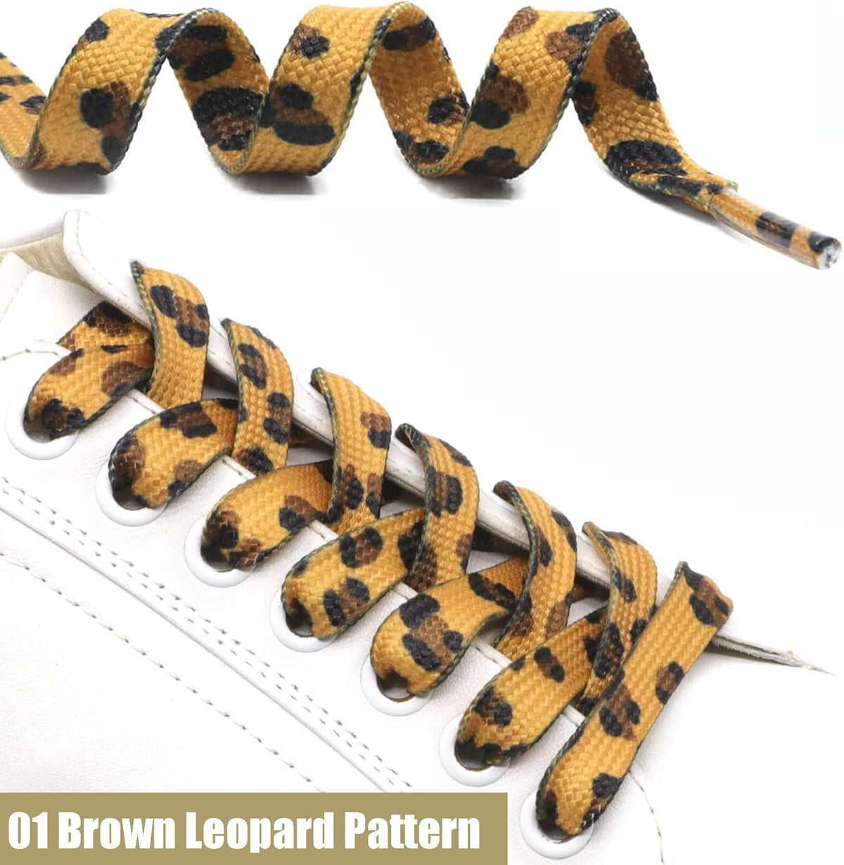 Animal Print lat Shoelaces: Colored Pattern Sneakers Shoe Laces 2 Pair