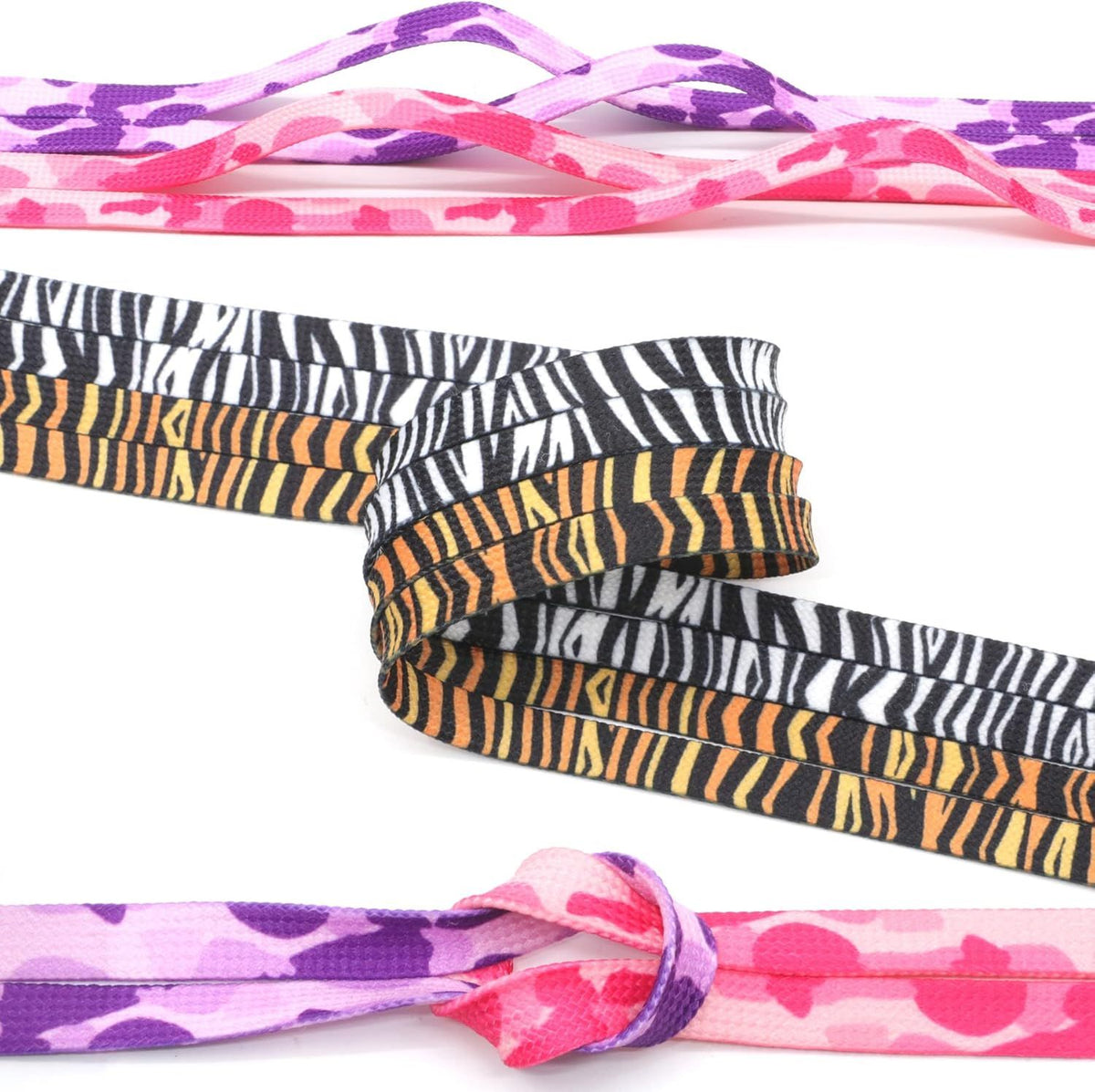 Animal Print lat Shoelaces: Colored Pattern Sneakers Shoe Laces 2 Pair