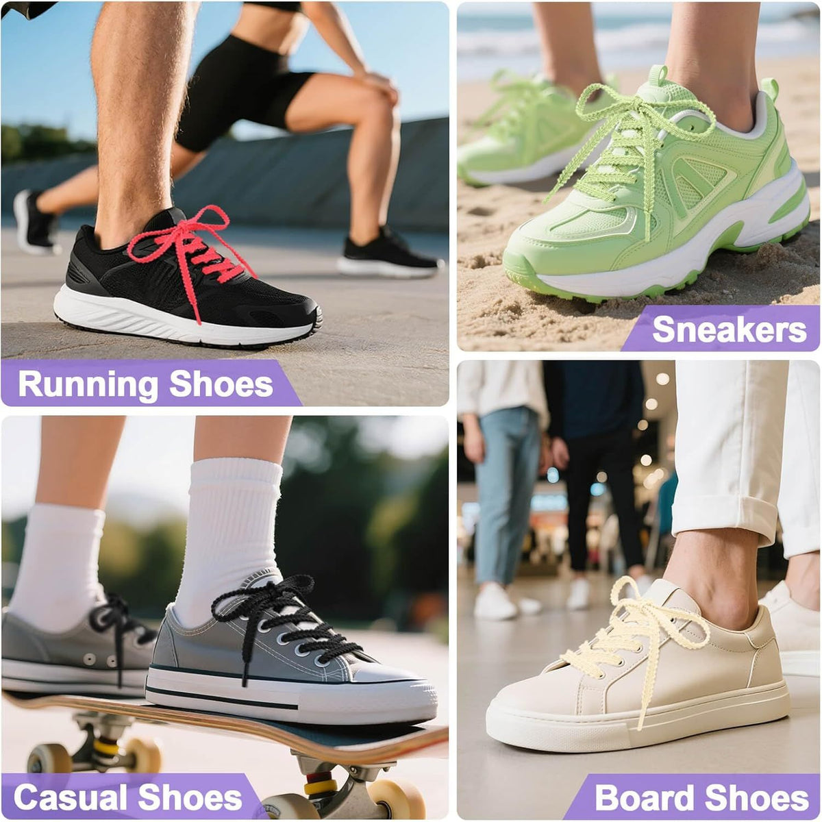 Thick lat Shoe Laces: Replacement Athletic Shoelaces or Sneakers(2Pair)