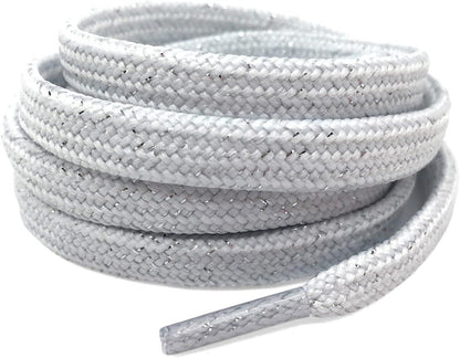 Thick lat Shoelaces Gold Silver Silk Tightly Woven Shoe Laces 2 Pair