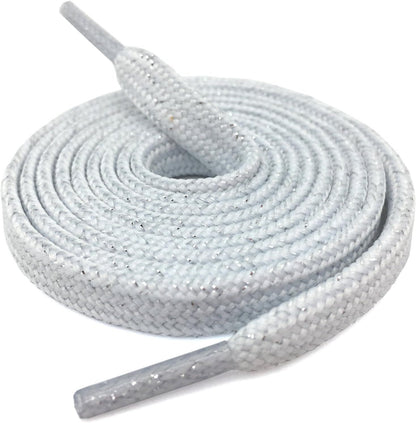 Thick lat Shoelaces Gold Silver Silk Tightly Woven Shoe Laces 2 Pair