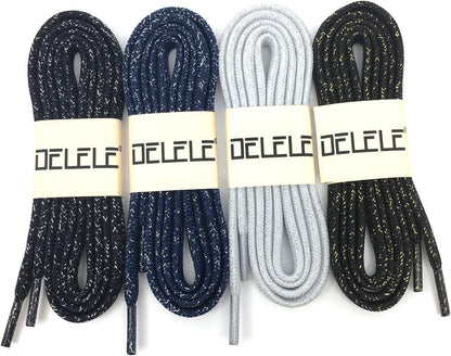 Thick lat Shoelaces Gold Silver Silk Tightly Woven Shoe Laces 2 Pair