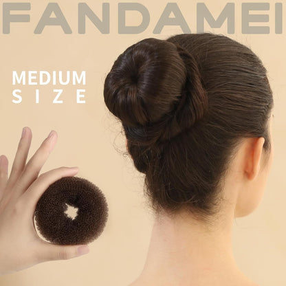 6 PCS Hair Bun Makers or Kids, 10 Invisible Bun Nets or Ballet Girls, 3PCS Extra Small 3PCS Small Donut Buns or Hair Kids, Bun Makers Hair Nets or Buns with 5 Elastics 20 Pins (Brown)