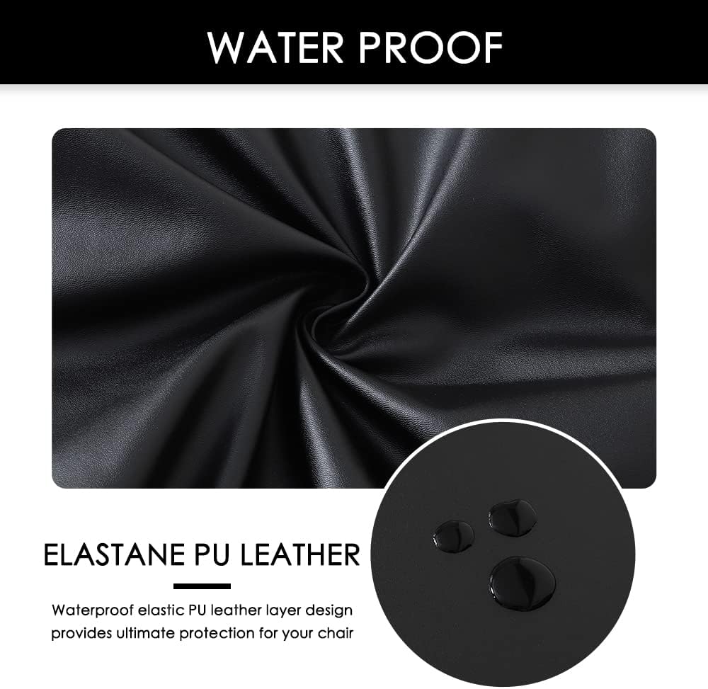 FORCHEER Office Chair seat Covers Leather Stretch Waterproof PU Computer Chair Seat Cushion Slipcovers-Black