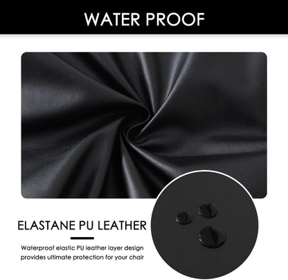 FORCHEER Office Chair seat Covers Leather Stretch Waterproof PU Computer Chair Seat Cushion Slipcovers-Black