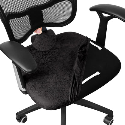 Leather Look Office Chair Seat Covers Set of 2 Black 20inch Square Stretch Seat Slipcovers for Dining Chair Cushions Removable Washable