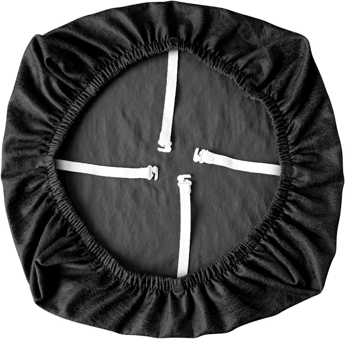 Leather Look Office Chair Seat Covers Set of 2 Black 20inch Square Stretch Seat Slipcovers for Dining Chair Cushions Removable Washable