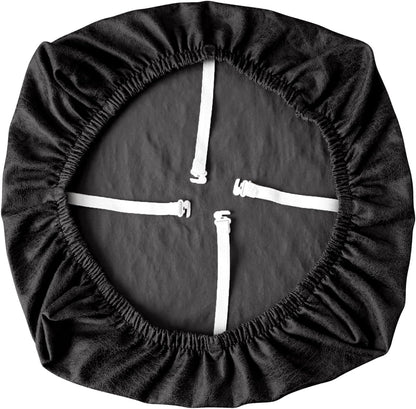 Leather Look Office Chair Seat Covers Set of 2 Black 20inch Square Stretch Seat Slipcovers for Dining Chair Cushions Removable Washable