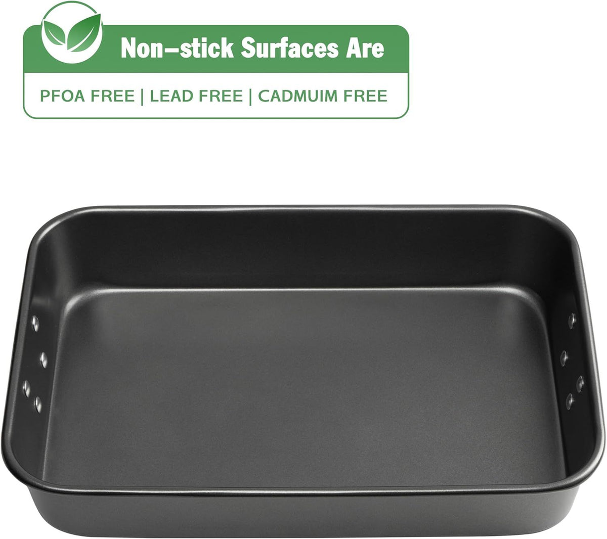 Lasagna Pan with Handles, 15x10x3 Inch Bakeware or Oven, Nonstick Rectangular Roasting Pan, Deep Baking Dish or Cake and Brownie, Heavy Duty