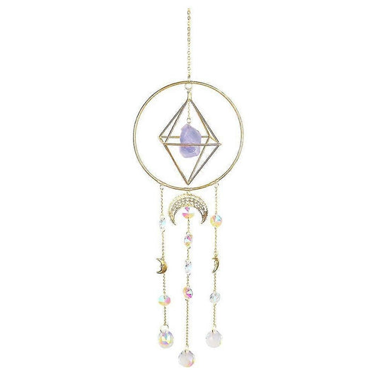 Crystal Prism - Handmade Gold Plated Suncatcher Chandelier Hanging Crystal Tracery