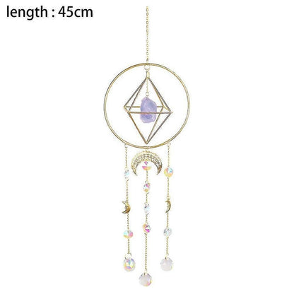 Crystal Prism - Handmade Gold Plated Suncatcher Chandelier Hanging Crystal Tracery