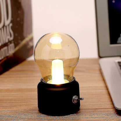 Retro Led Night Light Usb Rechargeable Table Lamp Bedside Lamp For Bedroom, Hallway, Kitchen,(black)
